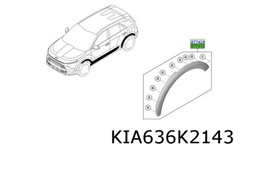 Kia Niro (5/22-) wielkuiplijst Links achterscherm Origineel! 87741AT100