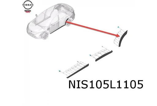 Nissan Ariya (7/22-) Stootlijst achterportier Links schermrand Origineel! 828735MP5A