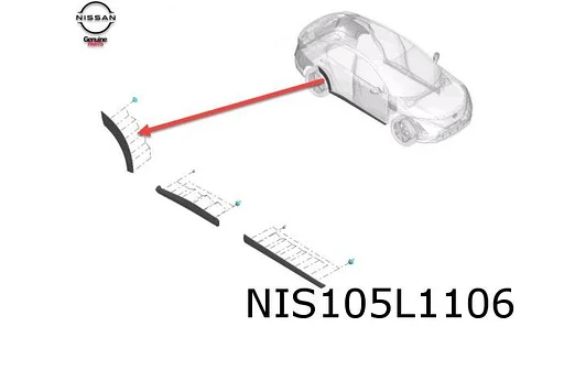 Nissan Ariya (7/22-) Stootlijst achterportier Rechts schermrand Origineel! 828725MP5A