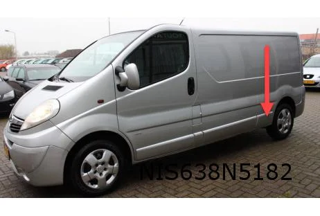 Nissan / Opel / Renault stootlijst zijpaneel Rechts onder / achter (te spuiten) (alleen L2 / LWB) Origineel! 7685000Q0D RESTPARTIJ!