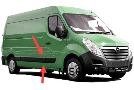 Renault Master III (4/10-9/19)Opel Movano B (5/10-9/21) Nissan NV400 (10/11-3/21) stootlijst B-stijl R zwart (L1 / L2) 93197638 RESTPARTIJ!