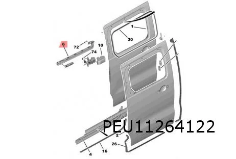 Opel / Citroen / Peugeot / Toyota rails schuifdeurgeleiding R midden (bij wielbasis 2925 mm) 9839365180 Origineel!
