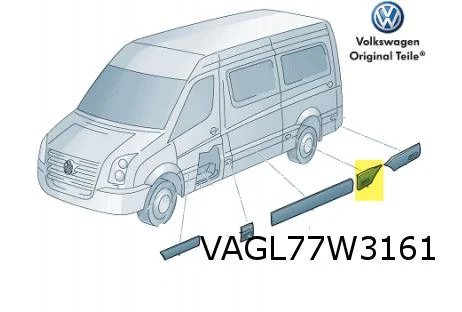 Mercedes-Benz Sprinter (6/06-9/18) (BM906) stootlijst zijwand Links voor achterwiel (bij contourlicht) Origineel! 2E1853535BQ RESTPARTIJ!
