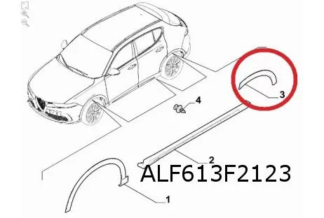 Alfa Romeo Tonale (5/22-) wielkuiplijst Links achter Zwart Origineel! 156167580