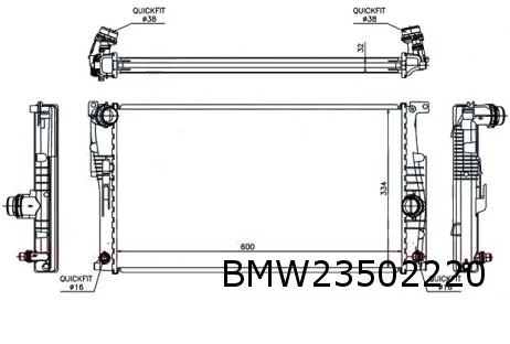 B.M.W. radiateur (2.0i / 2.8i / 3.5i) (+automaat) OES! 17118672104