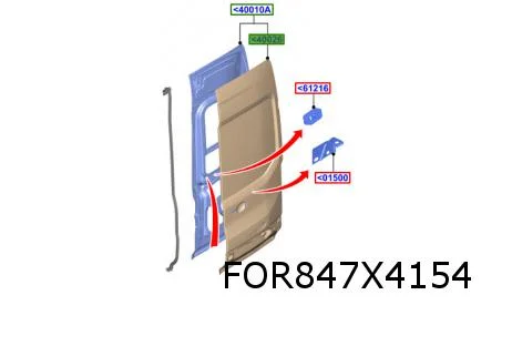 Ford Transit (2/14-5/19) (2ton+) (V363)huidplaat laaddeur Rechts achter (medium hoog H2) (zonder ruituitsparing) Origineel! 1821667