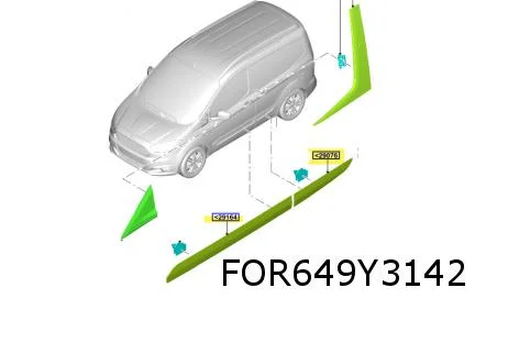 Ford Transit Courier (3/14-2/24) Stootlijst voorportier Rechts (te spuiten) Origineel! 2245517