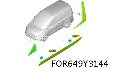 Ford Transit Courier (3/14-2/24) Stootlijst achterzijde Rechts (te spuiten) Origineel! 2217614