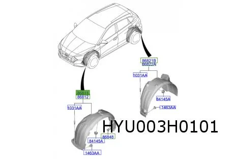 Hyundai	i20 (11/20-11/23-) Modderkuip Links Origineel! 86811Q0000