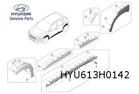Hyundai Kona (11/17-2/23) (Hybrid / ICE) Dorpellijst Rechts (CA Black) Origineel! 87752J9000CA