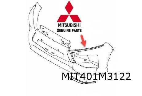 Mitsubishi Eclipse Cross (12/17 - 2/21) (GK0W) chromelijst voorbumper Rechts boven Origineel! 6407A246