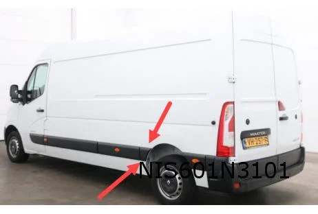 Nissan/Renault/Opel stootlijst zijwand achter Links (voor het achterwiel) zwart (L1 / L3) Origineel! 9387300Q0B