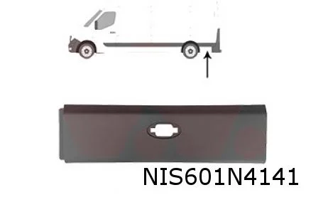 Nissan/Renault/Opel stootlijst zijwand achter Links (achter het achterwiel) zwart (L4 met gat voor lamp) Origineel! 9387500Q0A