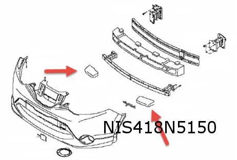 Nissan Qashqai (1/14-6/17) (J11E) demping L+R voorbumperversterking onder Origineel! 620904EA0C