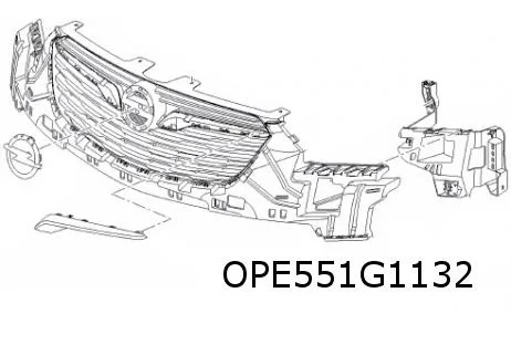 Opel Crossland X (6/17 - 1/21) (P17) sierlijst grille Rechts chrome Origineel! 13477107
