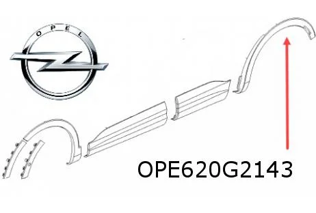 Opel Crossland X (6/17 - 1/21) (P17) Wielkuiplijst Links achter zwart (235 / 50R19 | optie QRF) Origineel! YP000404XT