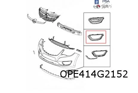 Opel Karl (6/15-9/19) (C16) Voorbumpergrille Rechts (bij ml) Origineel! 95238879