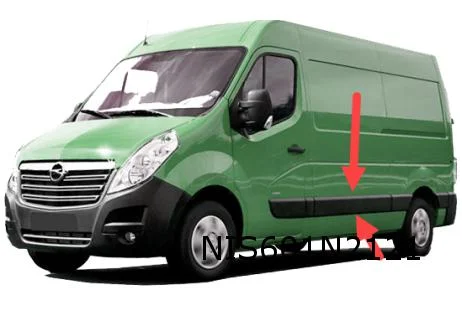 Nissan NV400 (10/11 - 3/21) (X62) Opel Movano B (5/10 - 8/21) Renault Master III (4/10-  9/19) (X62) stootlijst zijwand Links zwart (L2 / L3) Origineel! 8287700Q0C