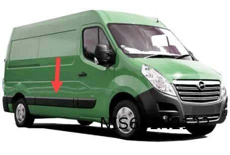 Nissan NV400 (10/11 - 3/21) (X62) Opel Movano B (5/10 - 8/21) Renault Master III (4/10-  9/19) (X62) stootlijst schuifdeur Rechts zwart (L2 / L3) Origineel! 8287600Q0B