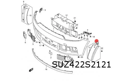 Suzuki Ignis (1/17 - 4/20) (ATK412) (MF) wielkuiplijst Links (op voorbumper) (5PK zwart) Origineel! 7178062R105PK