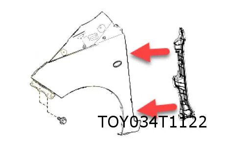 Toyota  Aygo (7/14-7/18) (B40) steun voorscherm Rechts (op A-stijl) Origineel! 538270H031