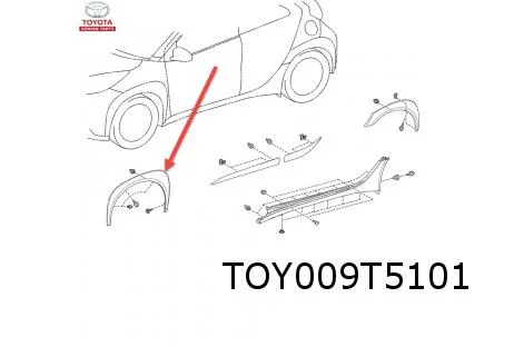 Toyota Aygo X (3/22-) wielkuiplijst Links (zwart) Origineel! 756020H021