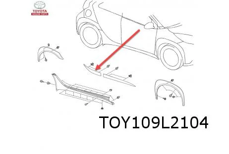 Toyota Aygo X (3/22-) stootlijst Achterportier rechts  (zwart / mandarina 2VK) Origineel! 75075YP010A4