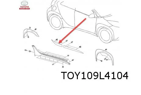 Toyota Aygo X (3/22-) stootlijst achterportier Rechts (zwart / chili 2VH) Origineel! 75075YP010B2