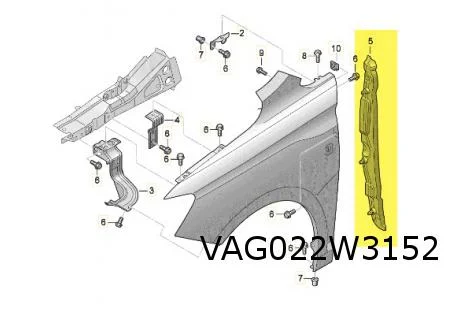 Volkswagen Caddy (1/21-) (2K) voorschermisolatie Rechts A-stijl Origineel! 2K7821112