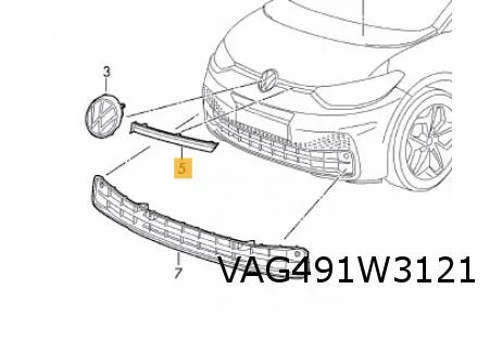 Volkswagen ID.3 (9/20 - 9/23) sierlijst voorbumper Links boven (AWA pure white / zwart) Origineel! 10A853583AWA