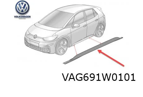 Volkswagen ID.3 (9/20 - 9/23) dorpellijst Links (9B9 satijnzwart) Origineel! 10A853855C9B9