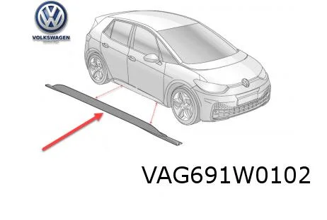 Volkswagen ID.3 (9/20 - 9/23) dorpellijst Rechts (9B9 satijnzwart) Origineel! 10A853856C9B9