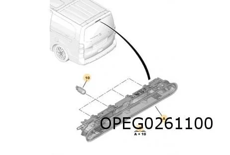 Opel Vivaro (10/19-) derde remlicht (bij achterklep) Origineel! 9811325880
