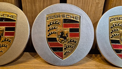 Porsche Naafdoppen grijs 75 mm set van 4 stuks
