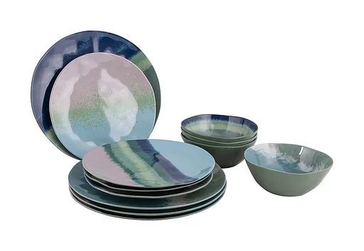 Bo-Camp Servies Halo Blauw/groen