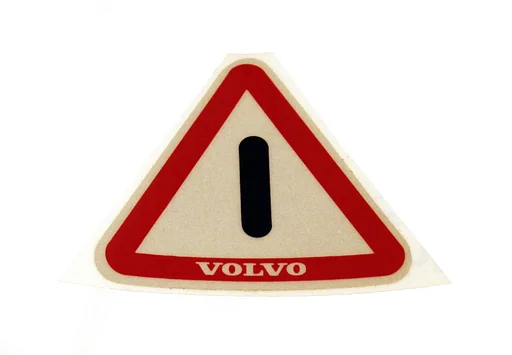 Volvo Sticker portier deur refecterend 140+164 uitroepteken driehoek Volvo onderdeel nr 1203249