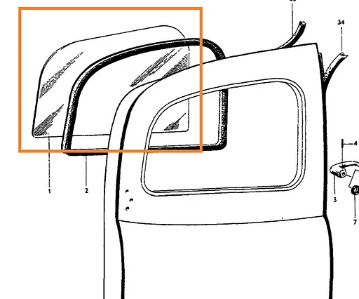 Volvo Ruit achterdeur Duett P210 445 helder links of rechts  Volvo onderdeel nr 655893 gebruikt