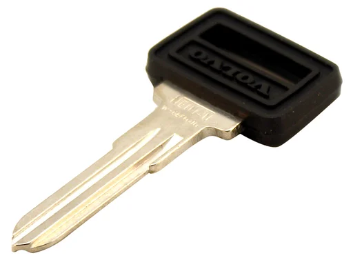 Volvo Kontakt sleutel 140+164+240 -1976 blanke sleutel met Volvo logo Volvo onderdeel nr 1212343