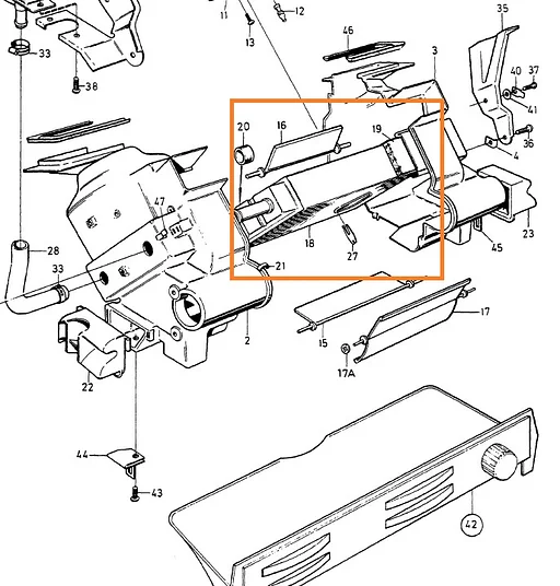 Volvo Kachel radiateur 240+260 type zonder airco nieuw Volvo onderdeel nr 1211303