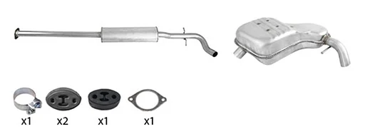 Volvo uitlaat set S80 zonder turbo (middendemper+einddemper) Volvo onderdeel nr 254368060