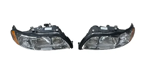 volvo , set, koplamp, kuntststof, links en rechts, headlight, plastic, left and right, v70 H7, orgineel volvo, part nr. 30698836, 30698835