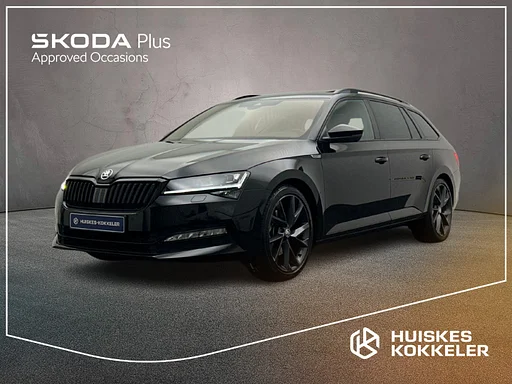 Skoda Superb station wagon Sportline Business 1.5 TSI 150pk DSG automatic trailer coupling 360 camera panorama roof Adaptive cruise control, navigatie, LED matrix koplampen