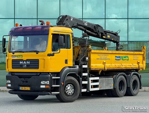 MAN TGA 26.350 6X4 HIAB 144D-2 RUIZERVELD 3Z-KIPPER STEEL SUSPENSION SUPER CONDITION HOLLAND-TRUCK