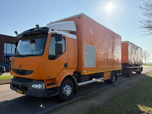 Renault MIDLUM 280-16 L Boxtruck / Manual / 341.000 KM / Euro 5   + Schaftkeet / Kantine / Canteen Trailer