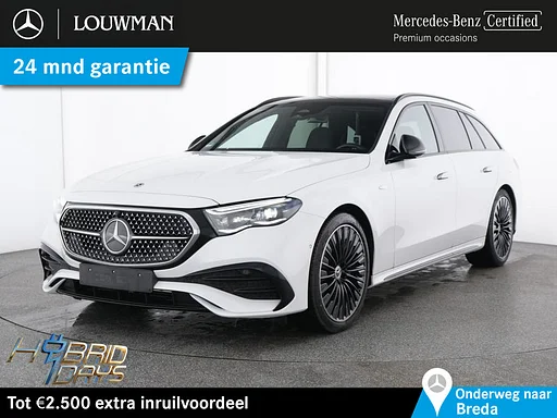 Mercedes-Benz E 300 Estate e AMG Line AMG Line | Night Pakket | Panorama Schuif-Kanteldak | MBUX Superscreen | 20 Inch AMG Velgen | Trekhaak \ Memory Pakket Voorstoelen. Inclusief 24 maanden Mercedes-Benz Certified garantie voor Europa.