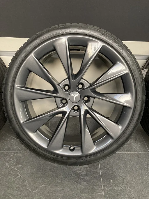 21” originele Tesla Model S Twin Turbine velgen + nwe banden 5x120 breedset 1066519-00-C / 1066520-00-B