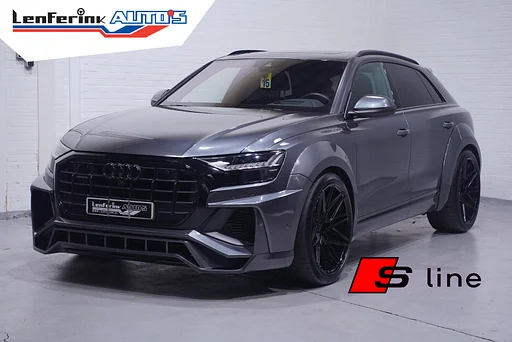 Audi Q8 55 TFSI quattro NAP Prior bodykit en tuning 430PK pano digi-cockpit Vossen 23"lmv head-up keyless entry en start Matrix verlichting  4-zone légkondicionáló ACC black-line B&O 360 fényképezőgép Led-verlichting lane-assist
