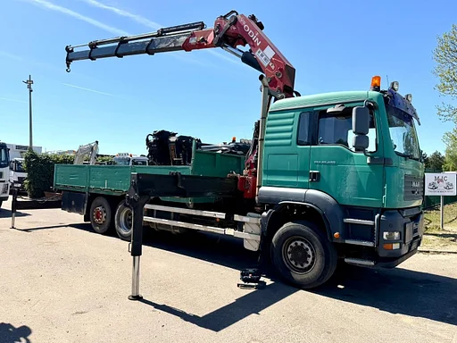 MAN TGA 26.480 6x2 + 52Tm CRANE HMF ODIN K4 (+1 ME) - RADIO - RETARDER - PLATFORM 6m30 - LIFT + STEERING AXLE - MANUAL ZF - BE TRUCK