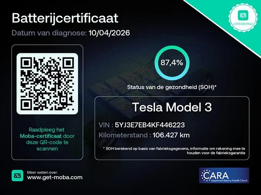 Tesla Model 3 Long-Range AWD 351pk 75 kWh 87,4% SoH [ AUTOPILOT+620KM WLTP+PREMIUM AUDIO ]
