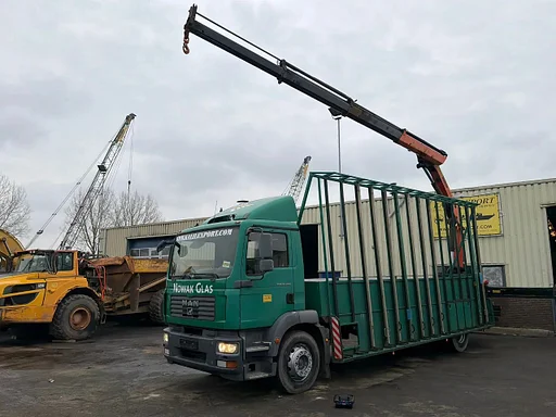 MAN TGM 18.280 Truck + Crane Palfinger PK11502 Manual Gearbox Full Spoilers German Truck Good Condition